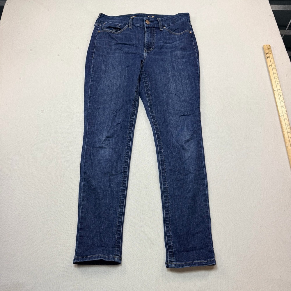 Seven7 Tummyless Skinny Jeans Women 10 Blue Good Mid Rise Stretch Denim